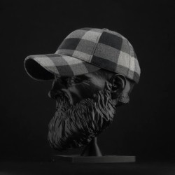 Кепка бейсболка FCT утеплена в клітинку сіра клітинка (11 номер)